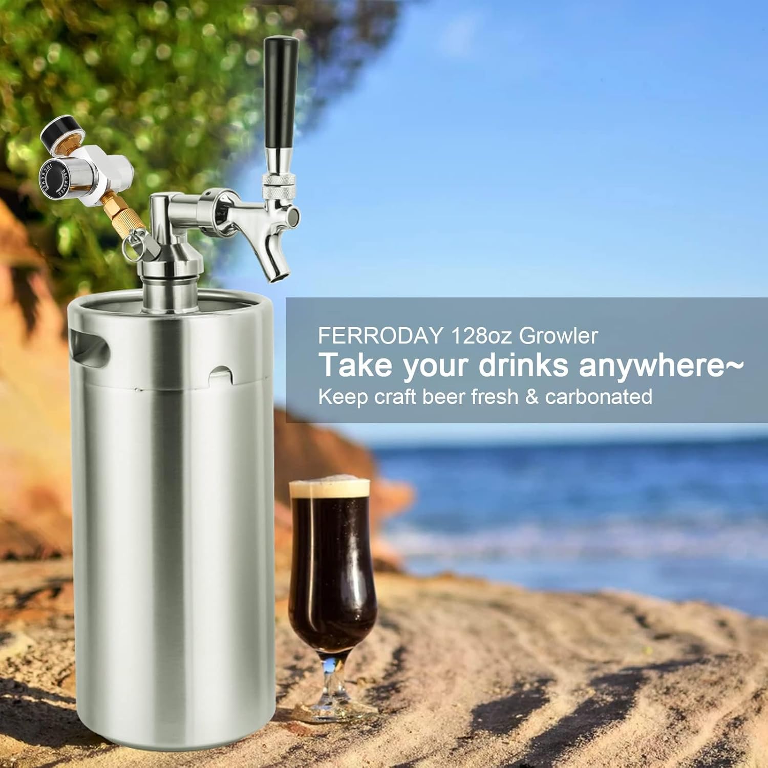 128oz Stainless Steel Mini Keg Beer Dispenser J439786