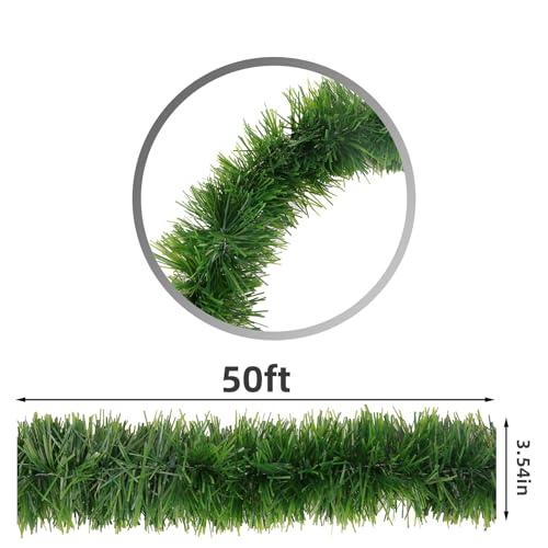 50 Ft Non-Lit Green Tinsel Garland Q3592
