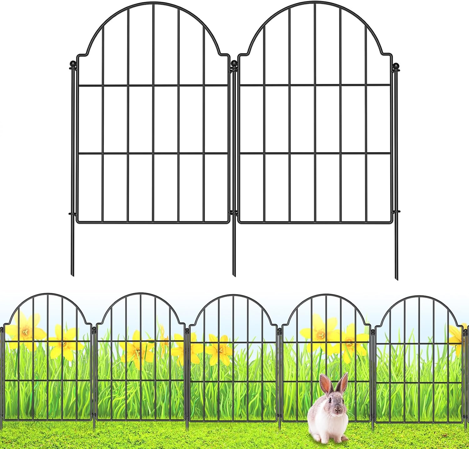 21in X 10.2ft Rustproof Metal Garden Fence, 10 Pack F1330
