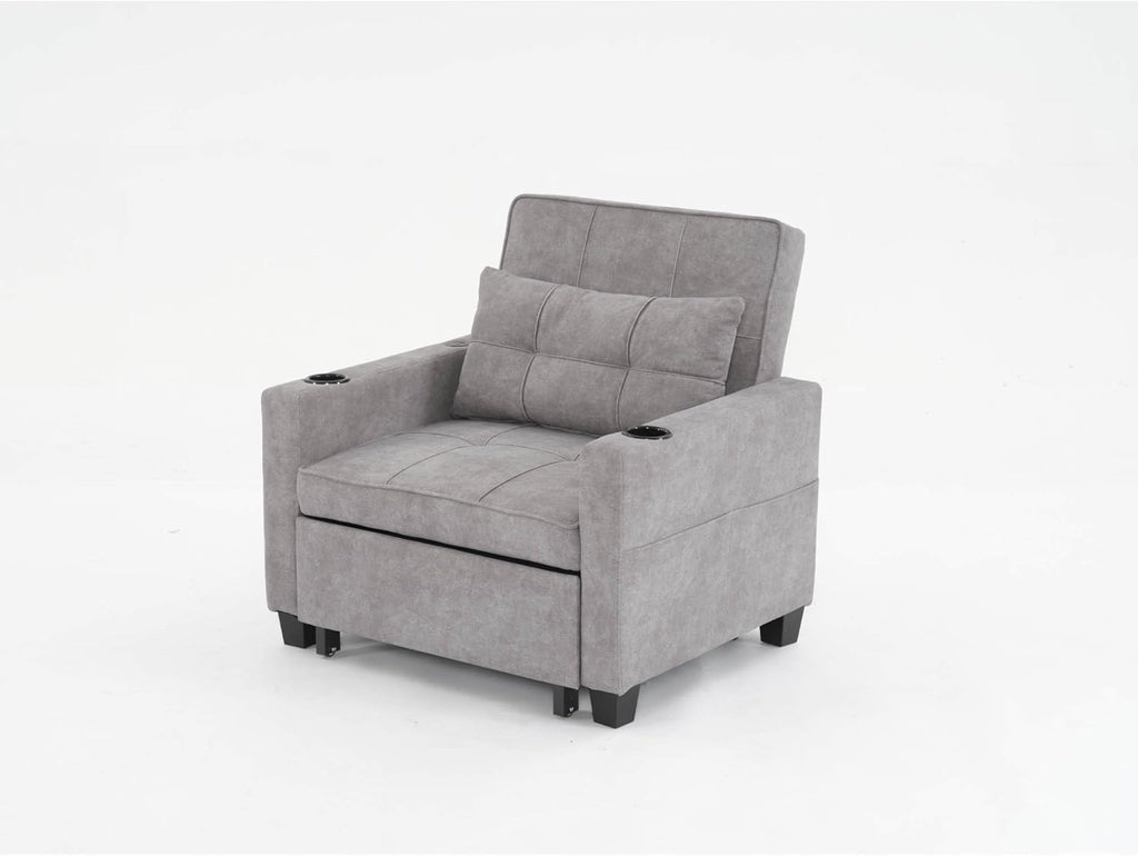 Light Grey 3-in-1 Pull Out Sleeper Chair Bed with USB Ports L434860