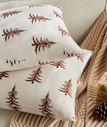 Cotton Christmas Pillow Covers Set of 2, 18x18 Inch Green O9898