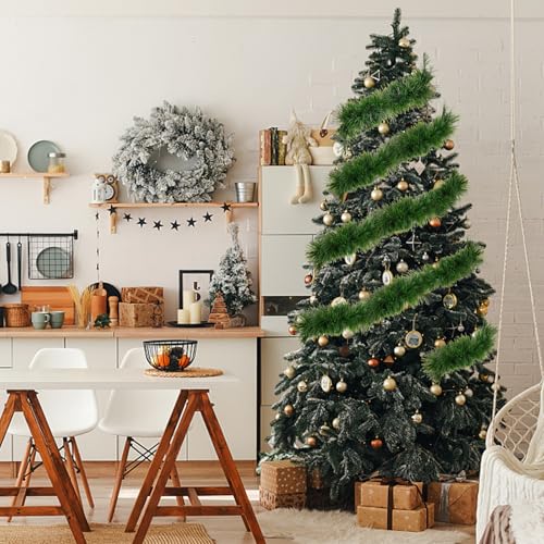 50 Ft Non-Lit Green Tinsel Garland Q3592