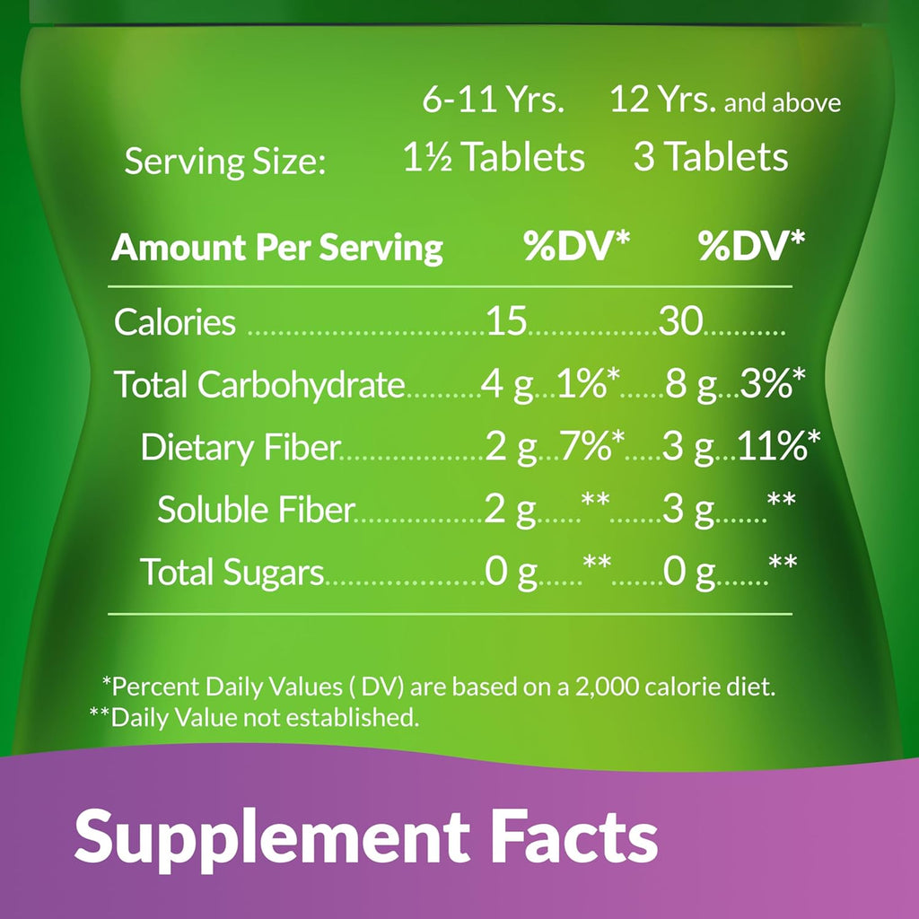 Assorted Fruit Flavors Chewable Prebiotic Fiber Supplement Tablets - 100 Count Y32626