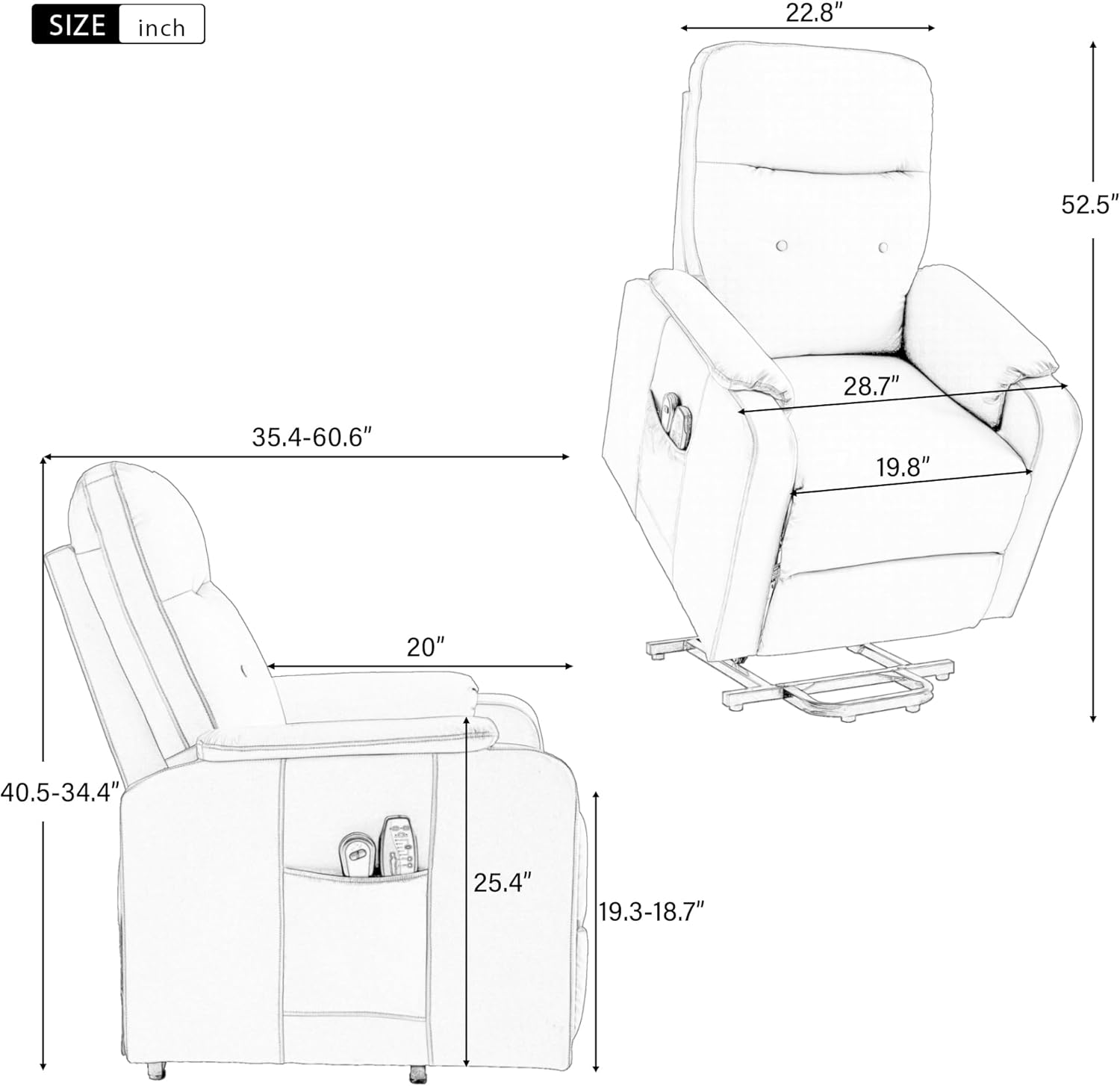 Heavy Duty Electric Recliner with Adjustable Heated Massage B394573