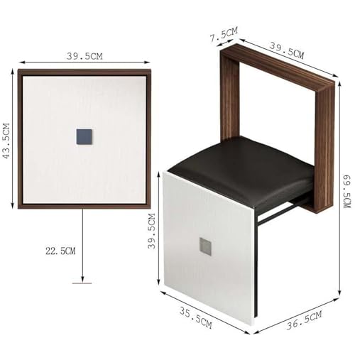 Wall-Mounted Folding Chair, Solid Wood Shoe Stool, Brown G234372