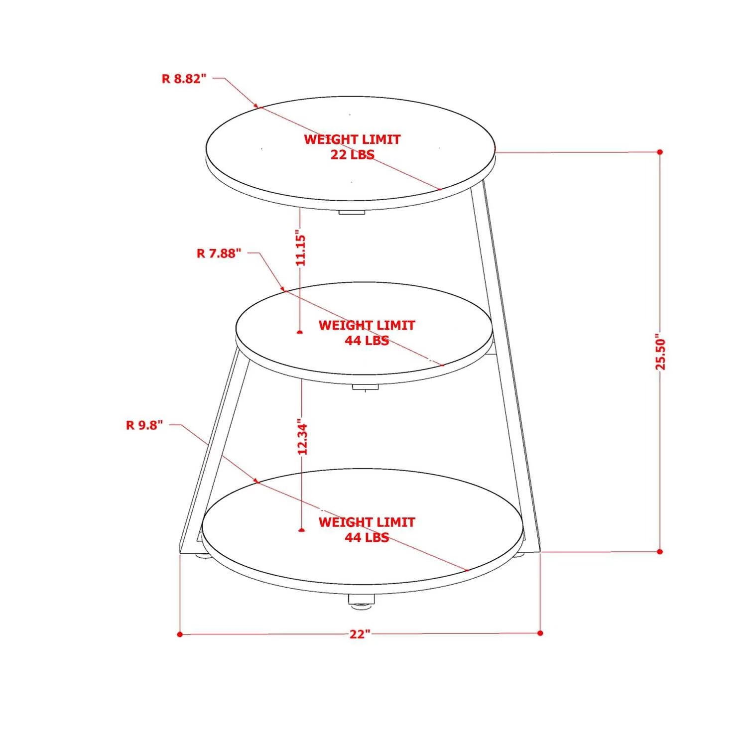 Round Wooden and Metal End Table in Black/Oak A29452