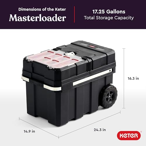 Black Resin Rolling Tool Box with Locking System and Removable Bins N8400