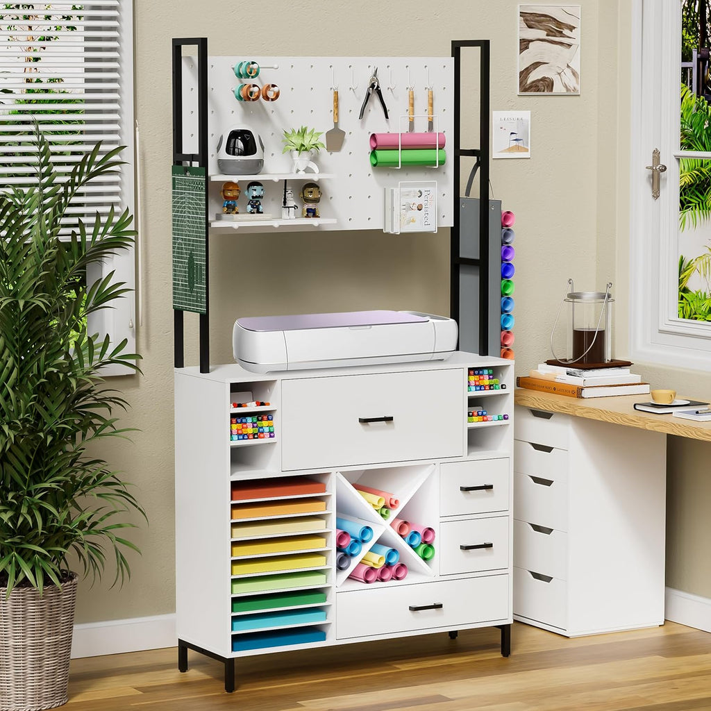 Craft Organizers and Storage Cabinet with Power Outlet, Pegboard, Vinyl Holders L99990