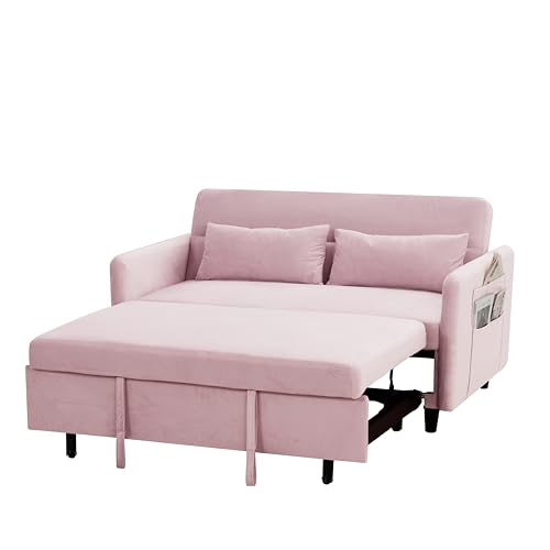 54" Velvet Sleeper Sofa with Two Pillows U787