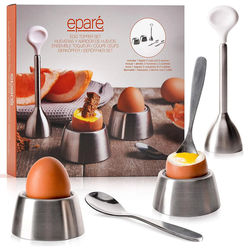 Egg Cracker Topper Set with Egg Cups, Cutter, Spoons Q3374