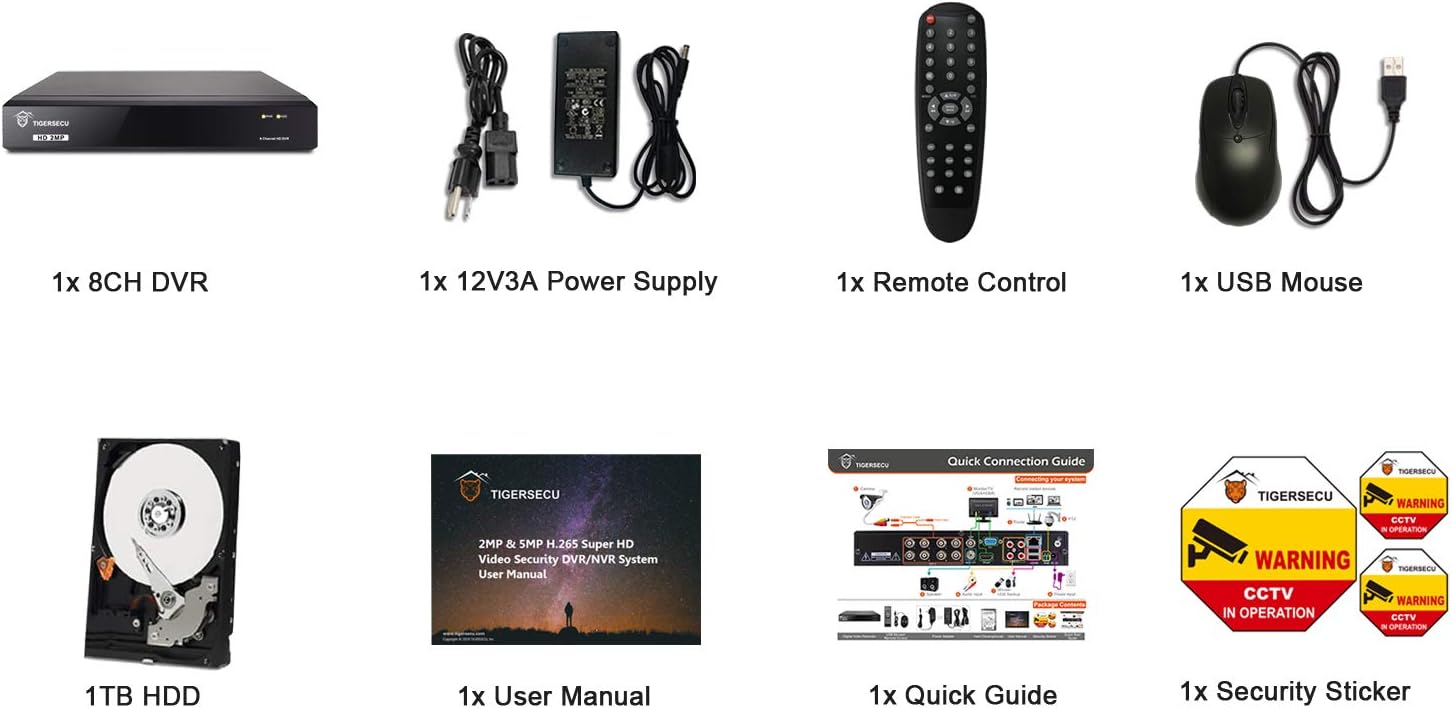 Super HD 1080P H.265+ 8-Channel Hybrid 4-in-1 DVR Security Recorder with 1TB Hard Drive Q736