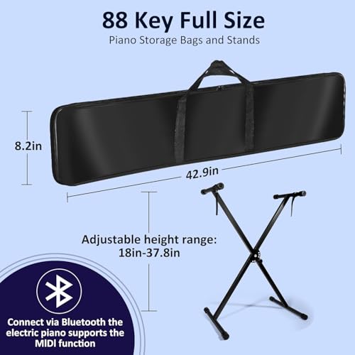 88 Key Semi Weighted Digital Piano with Sustain Pedal, Stand, Carrying Case, Headphones L99838
