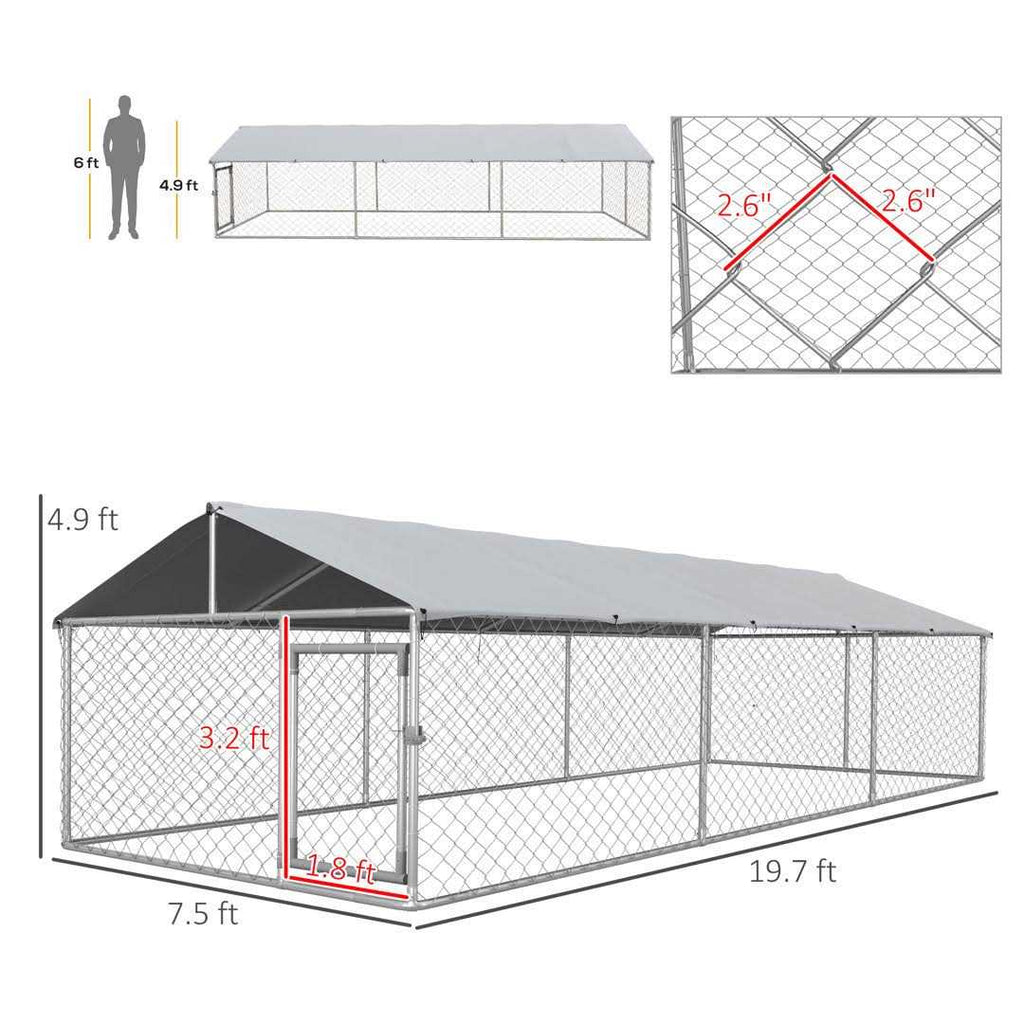 Dog Kennel Outdoor Large-Sized Dogs with Waterproof UV Resistant Roof H427