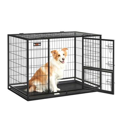 Black Metal Dog Crate with Removable Tray, 36.4 x 22.6 x 25.2 Inches Q636546