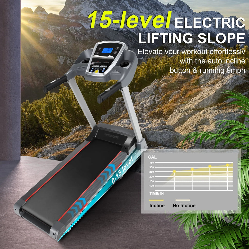 3.25HP Electric Treadmill with 15-Level Auto Incline Q2998