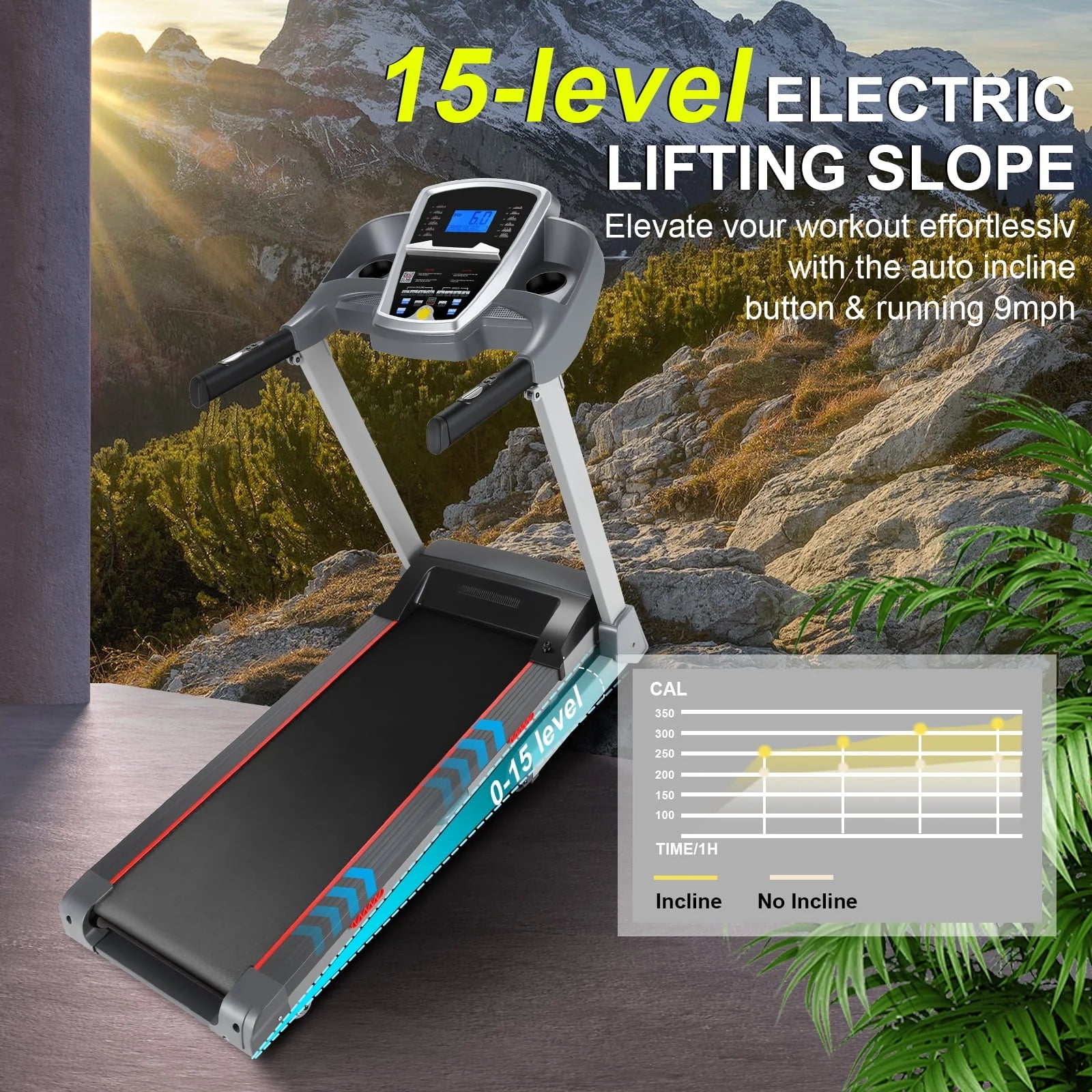 3.25HP Electric Treadmill with 15-Level Auto Incline Q2998