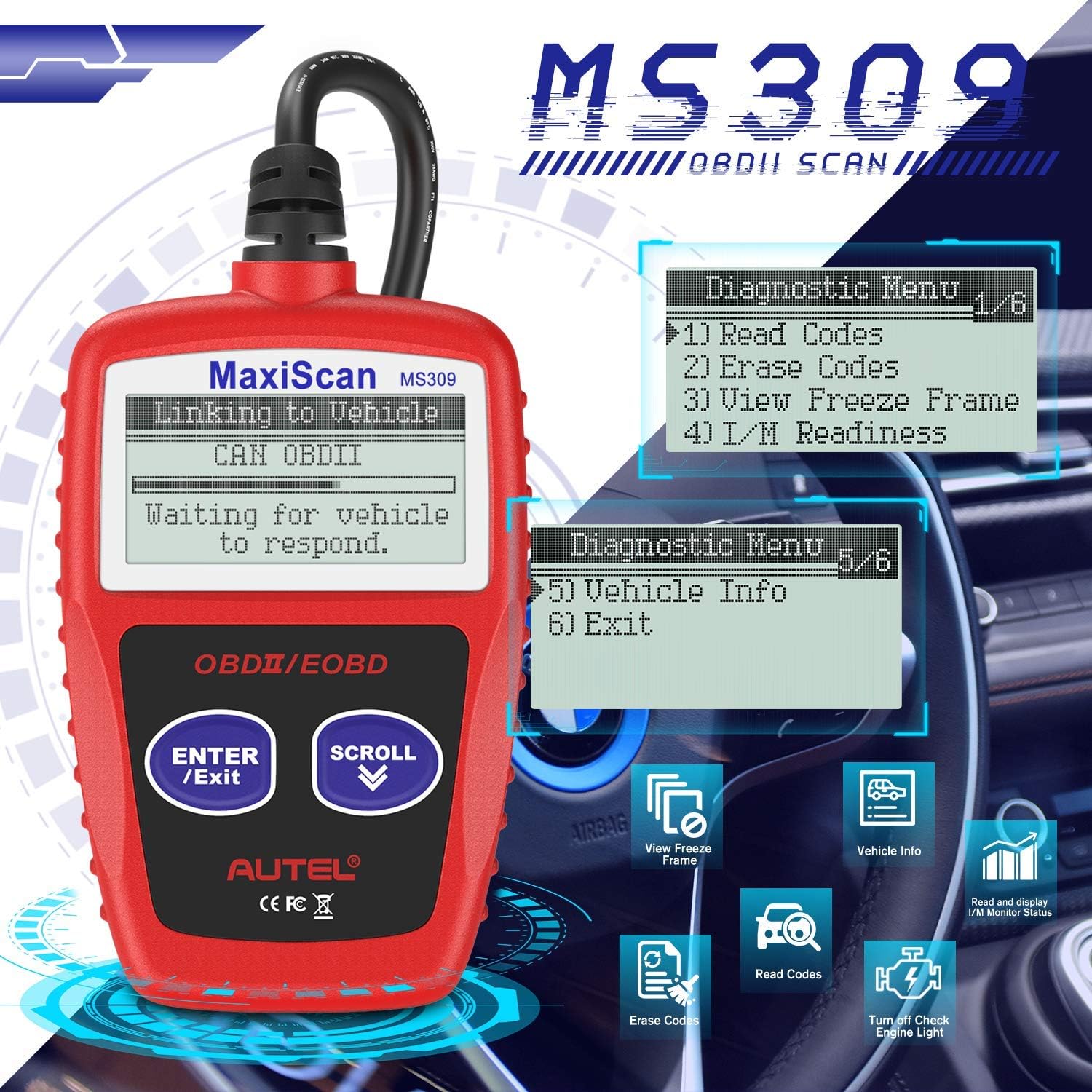 OBD2 Scanner Universal Car Engine Fault Code Reader N892138