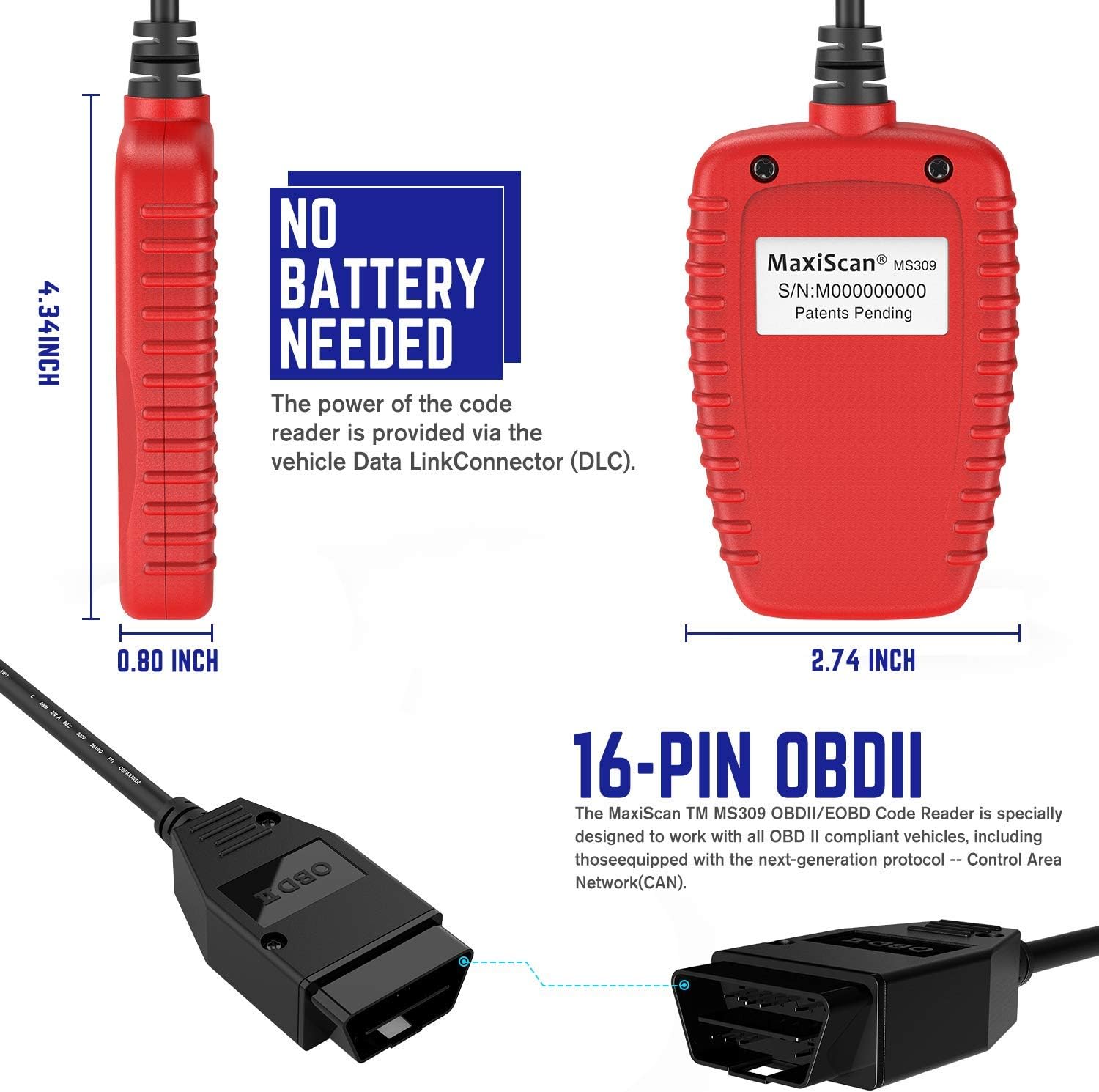 OBD2 Scanner Universal Car Engine Fault Code Reader N892138