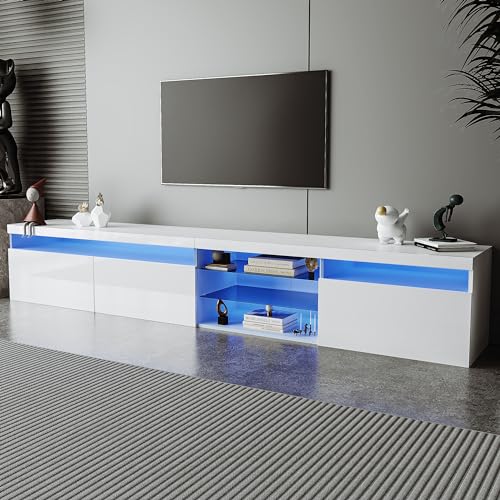 Black TV Stand with LED Lights and Storage Z787