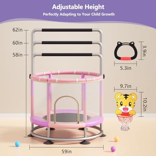 60" Round Baby Toddler Trampoline with Enclosure Net E3524