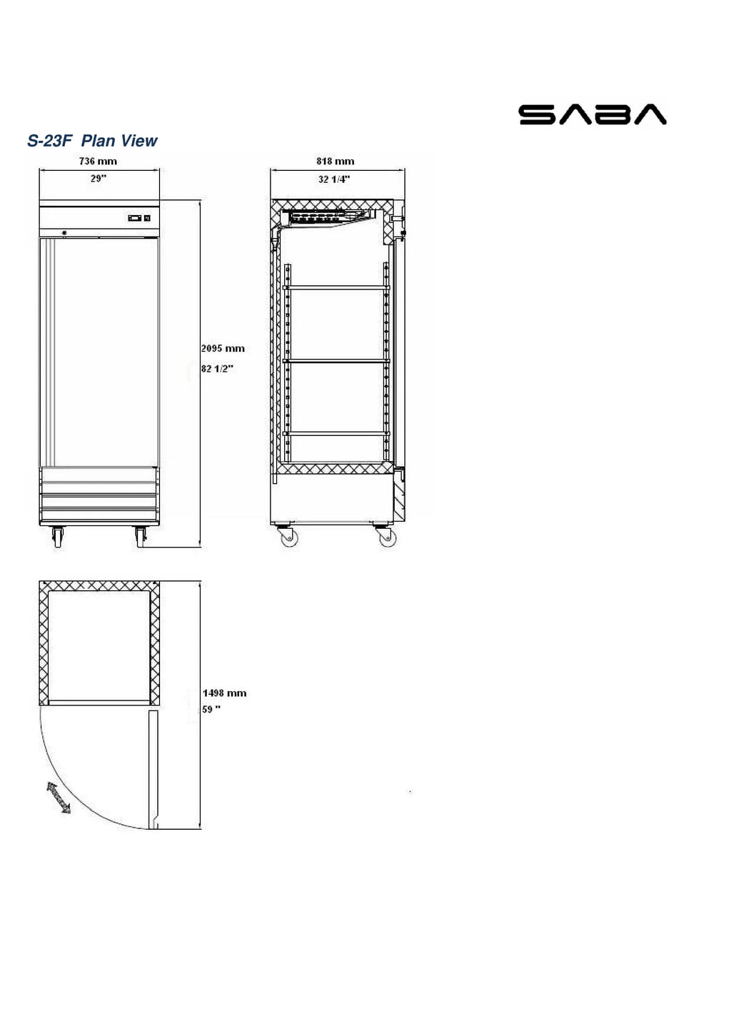 23 cu ft Stainless Steel Solid Door Upright Reach-in Freezer N561