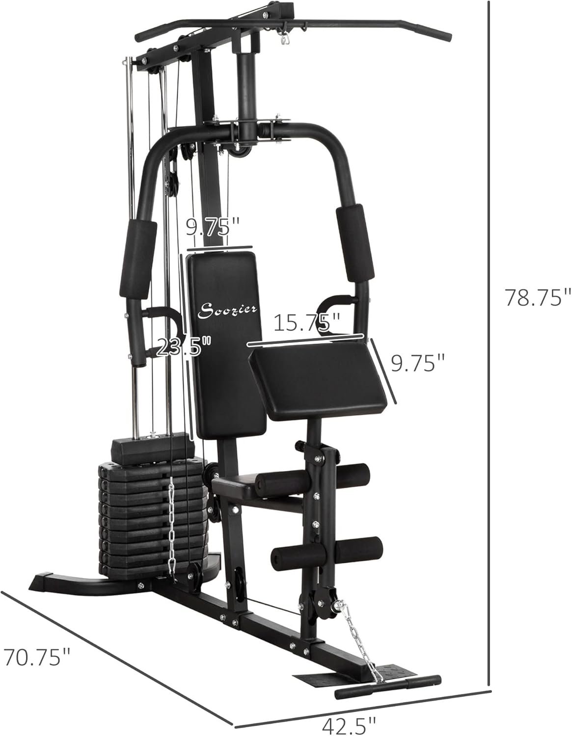 Multifunction Workout Station with 100Lbs Weight Stack Y8215