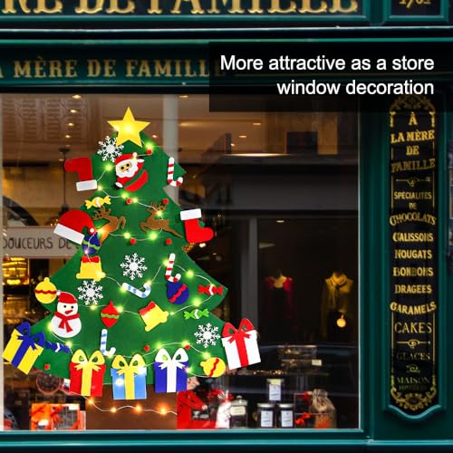 4ft DIY Felt Christmas Tree with Light 45pcs Detachable Ornaments Storage Bag X3742