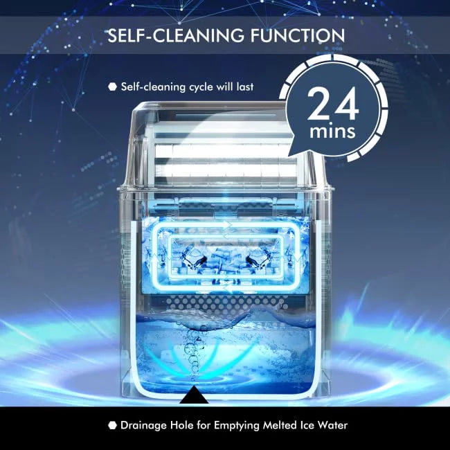 Compact Ice Maker Machine, 45 Lbs/24H, 24 Pcs/13 Mins, Self-Cleaning V3595