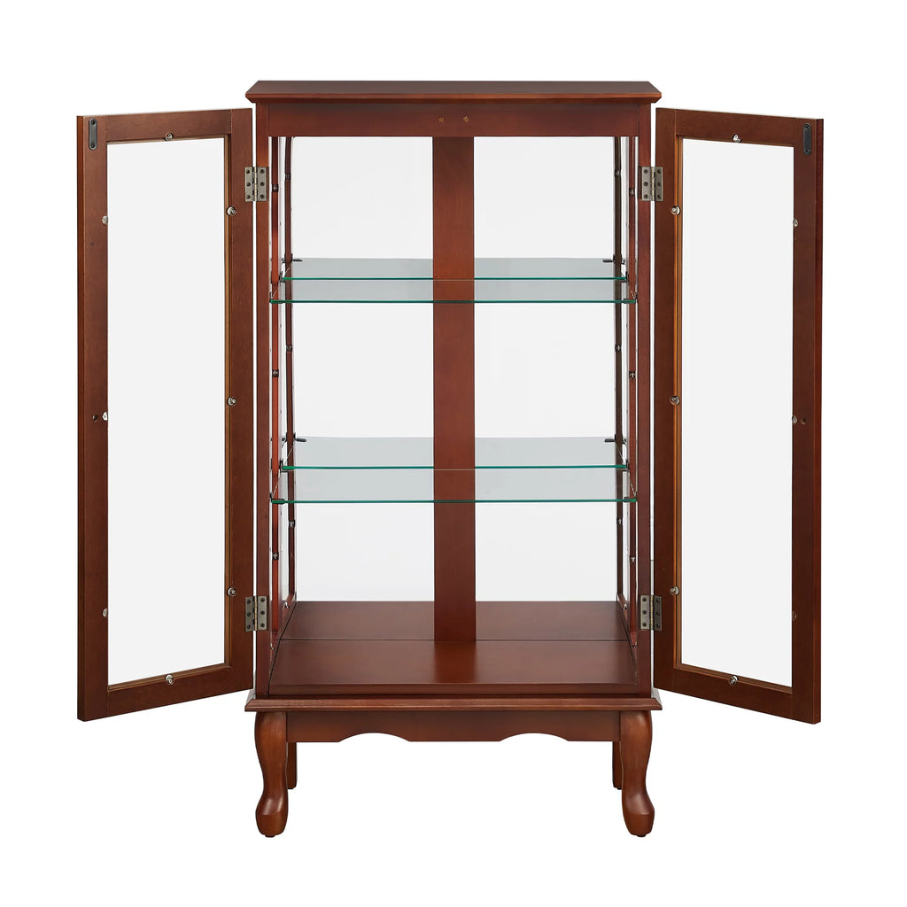 Walnut 3 Shelf Tempered Glass Curio Cabinet M660