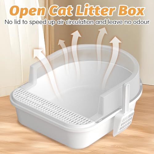 Large Sifting Cat Litter Box with High Sides and Scoop (Grey) U331165