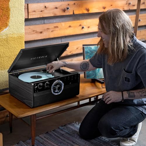 3-Speed Belt Driven Turntable with Built-in Speakers (Grey) P658