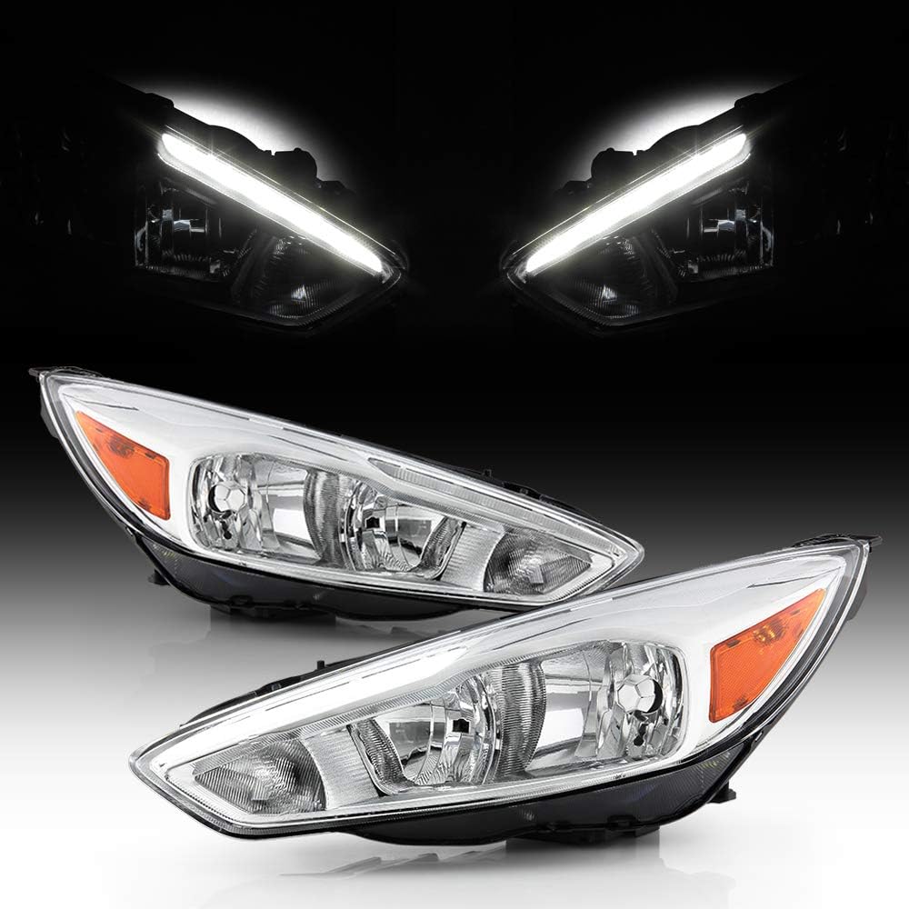 Chrome Housing Headlights Headlamps Assembly Pair Y456