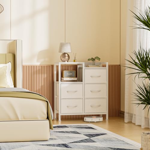 5 Drawer Black Fabric Dresser with Metal Frame I253295