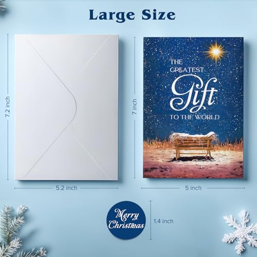 Boxed Christmas Cards with Envelopes & Stickers, Pack of 18 A161952