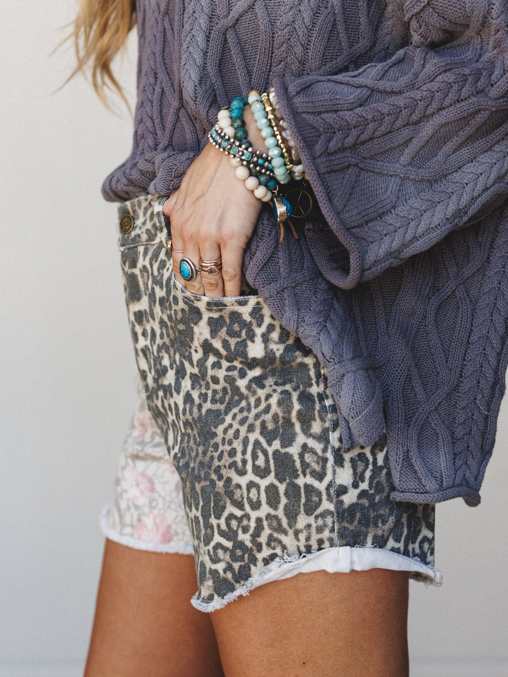 Ezra Mixed Print Shorts - Beige Multi