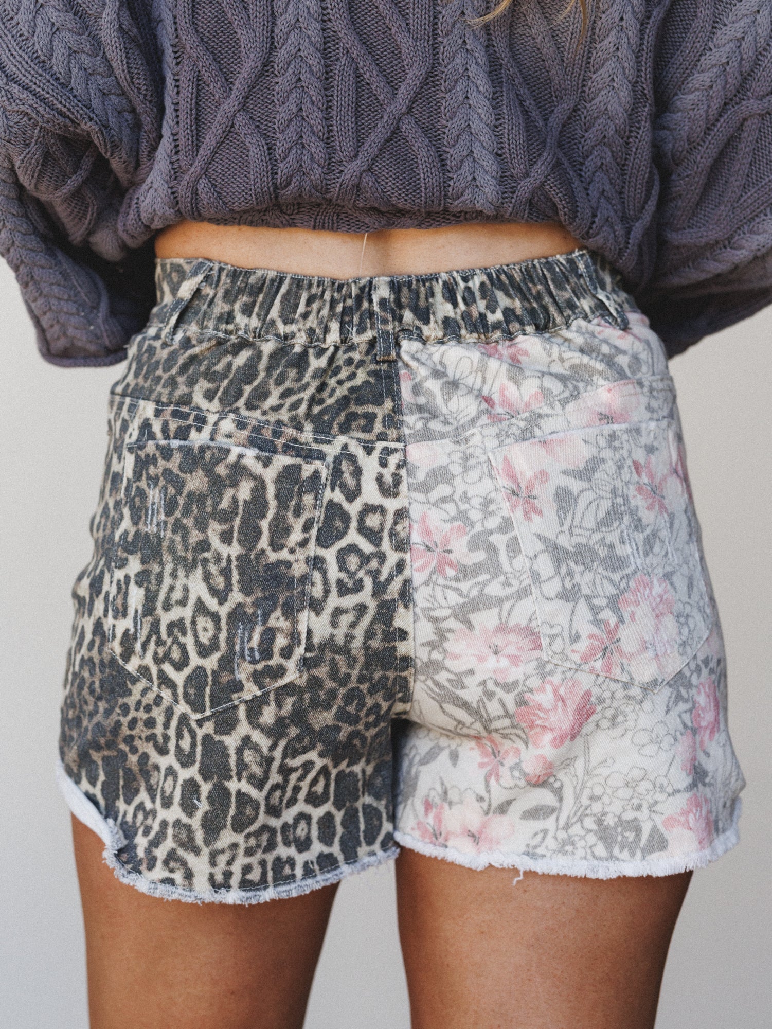 Ezra Mixed Print Shorts - Beige Multi