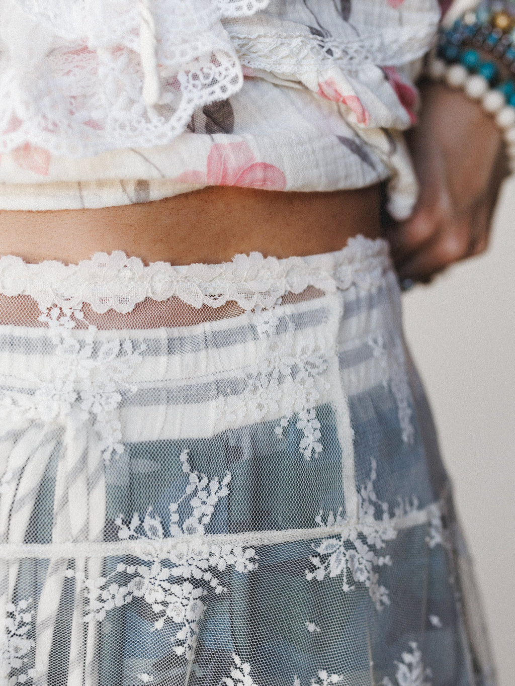 Lacey Days Sheer Skirt - Cream