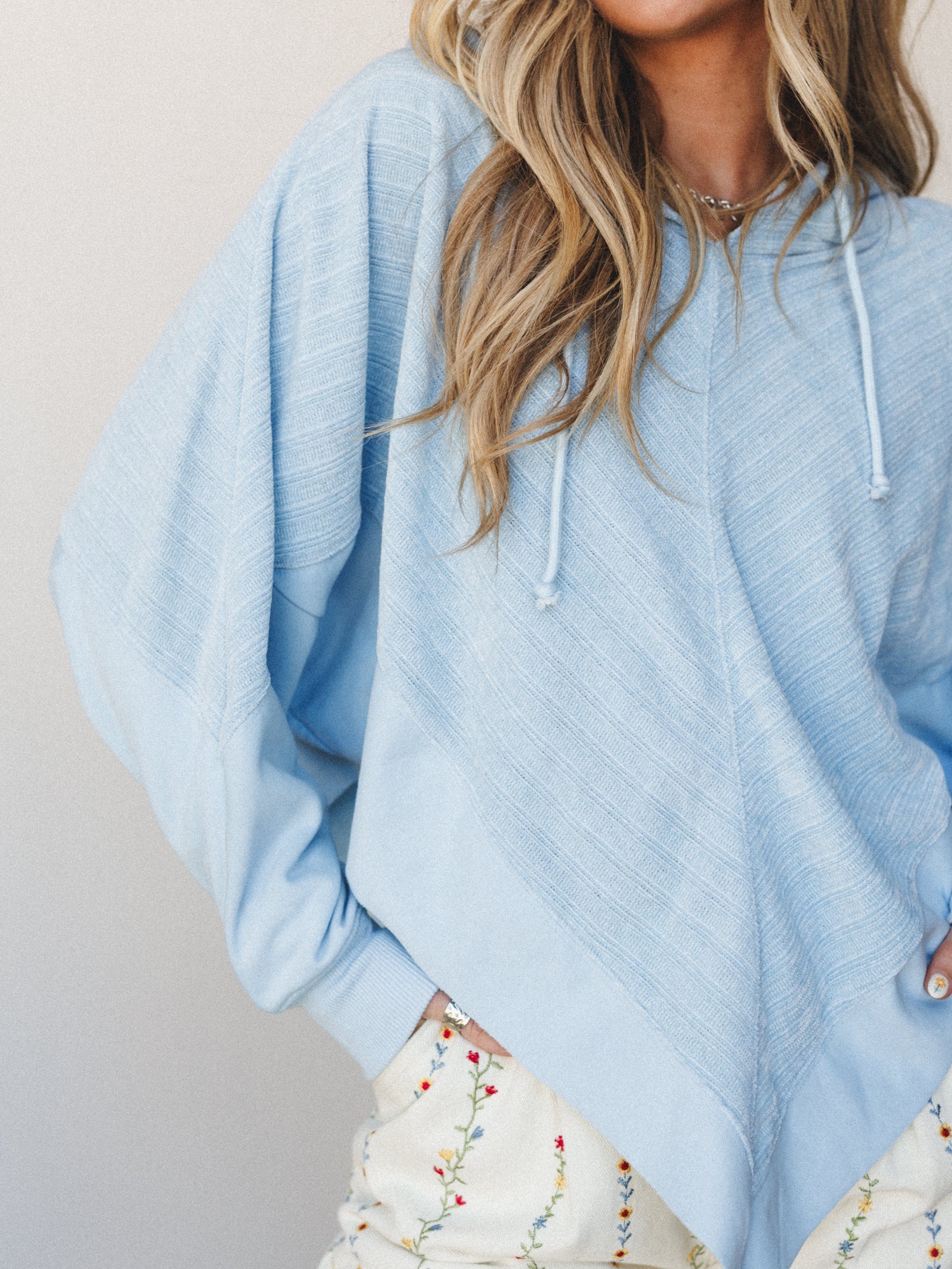 High Point Hoodie Top - Light Blue
