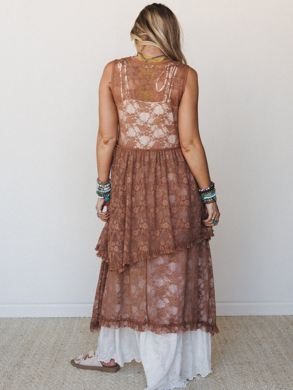 Sienna Lace Dress - Mocha Mousse