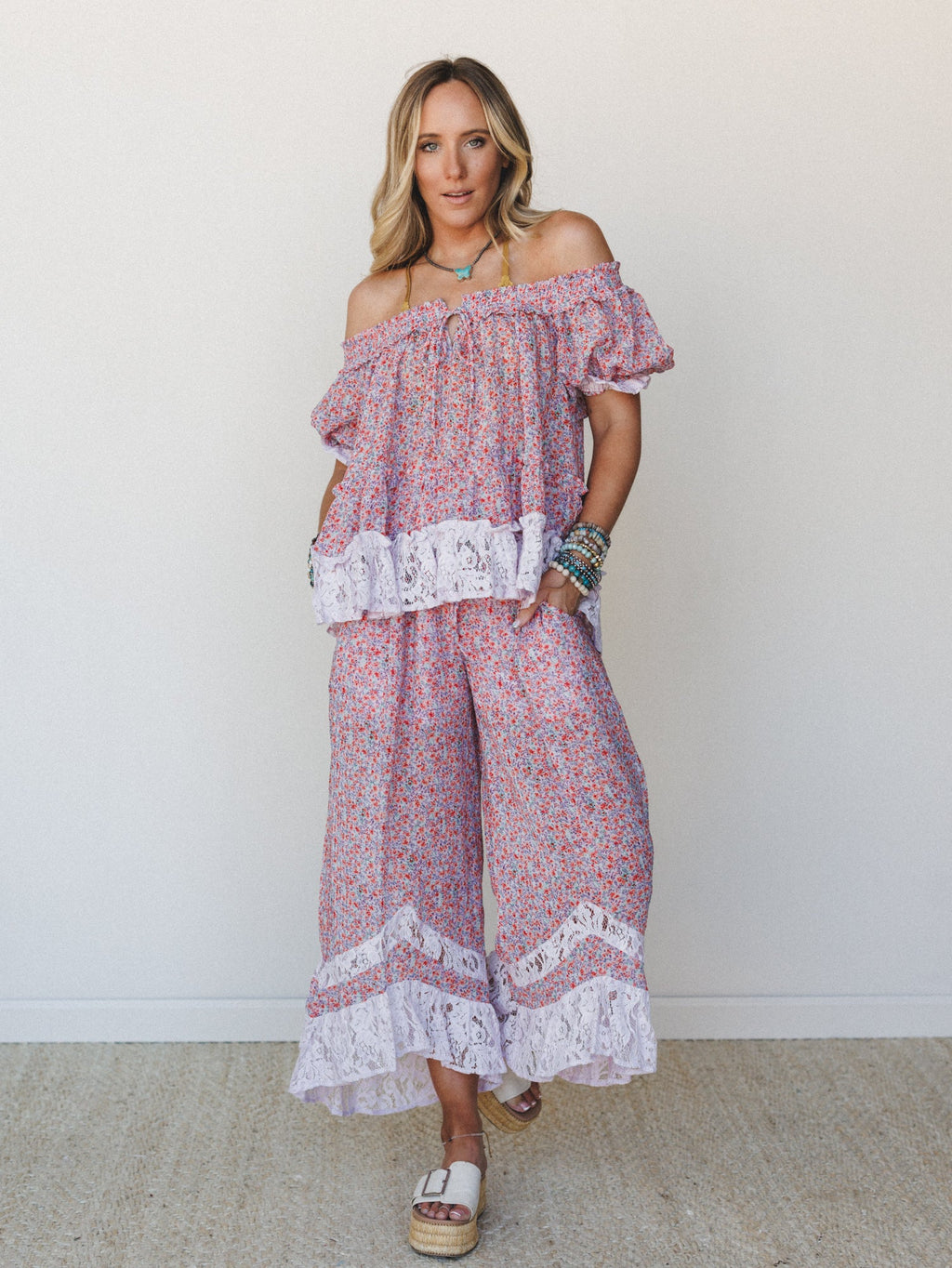 Fantasy Blooms Pants Set - Lilac