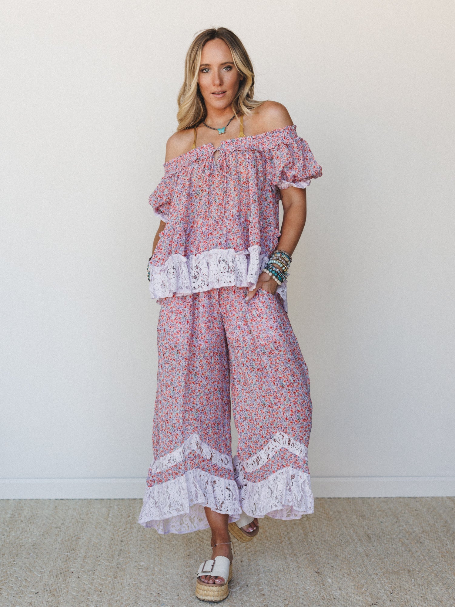 Fantasy Blooms Pants Set - Lilac