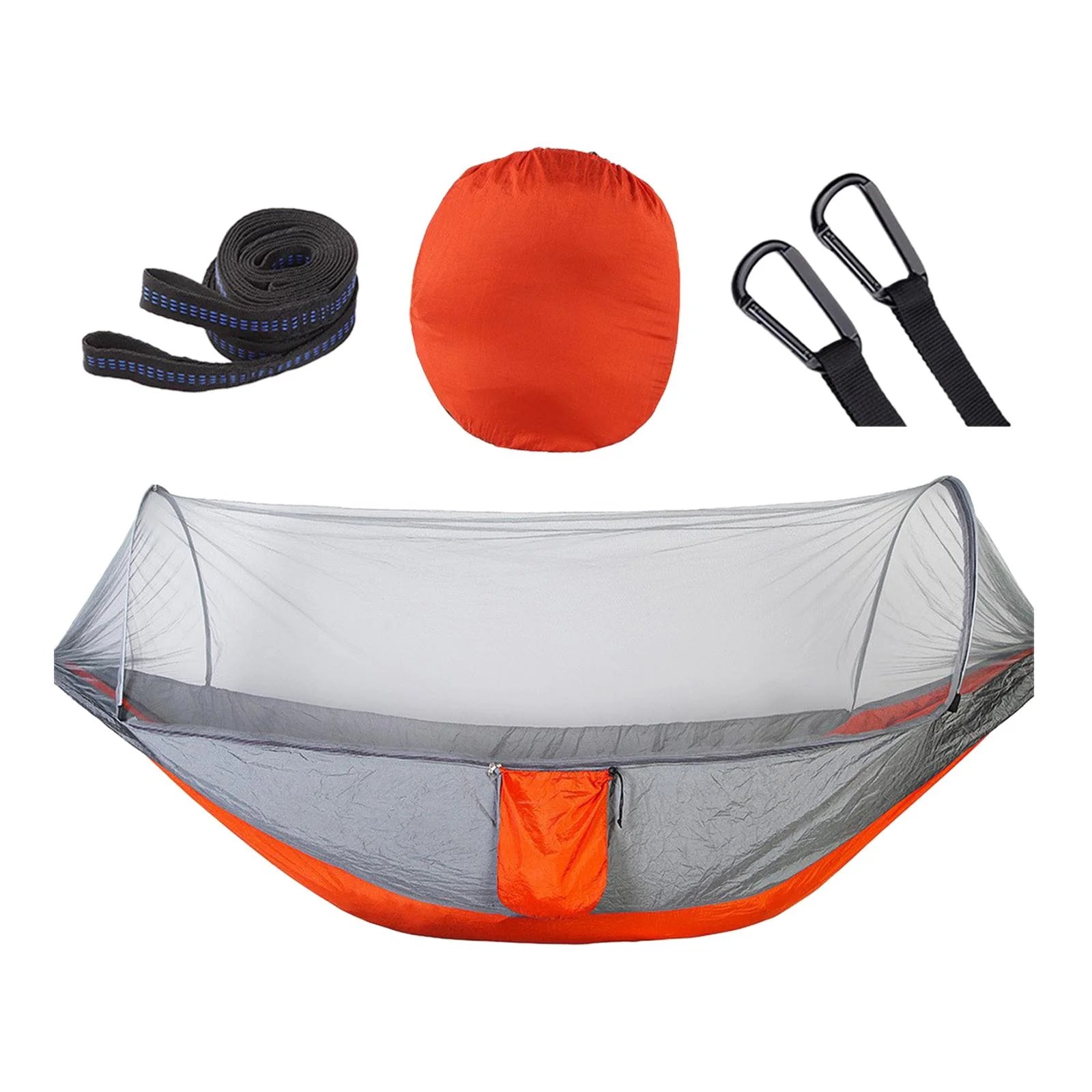 Orange Gray Camping Hammock with Net and Carrying Bag Y18561