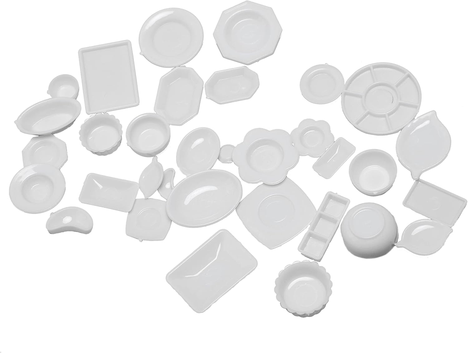 34Pcs Plates Set Miniature Dollhouse Kitchen Accessory I4530
