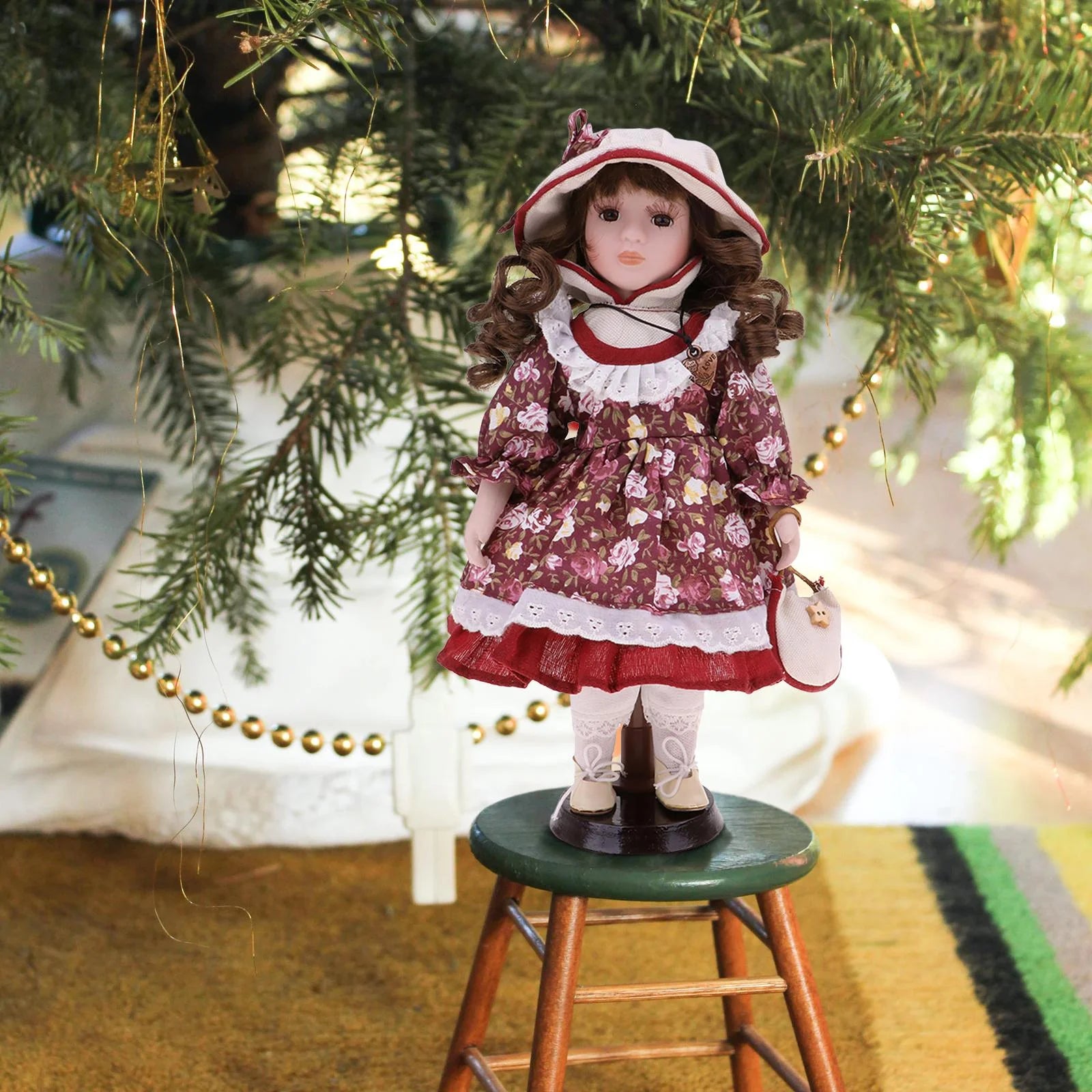 30cm Porcelain Doll Style Dress Suit Standing Girl Doll Desk Table Ornaments E253