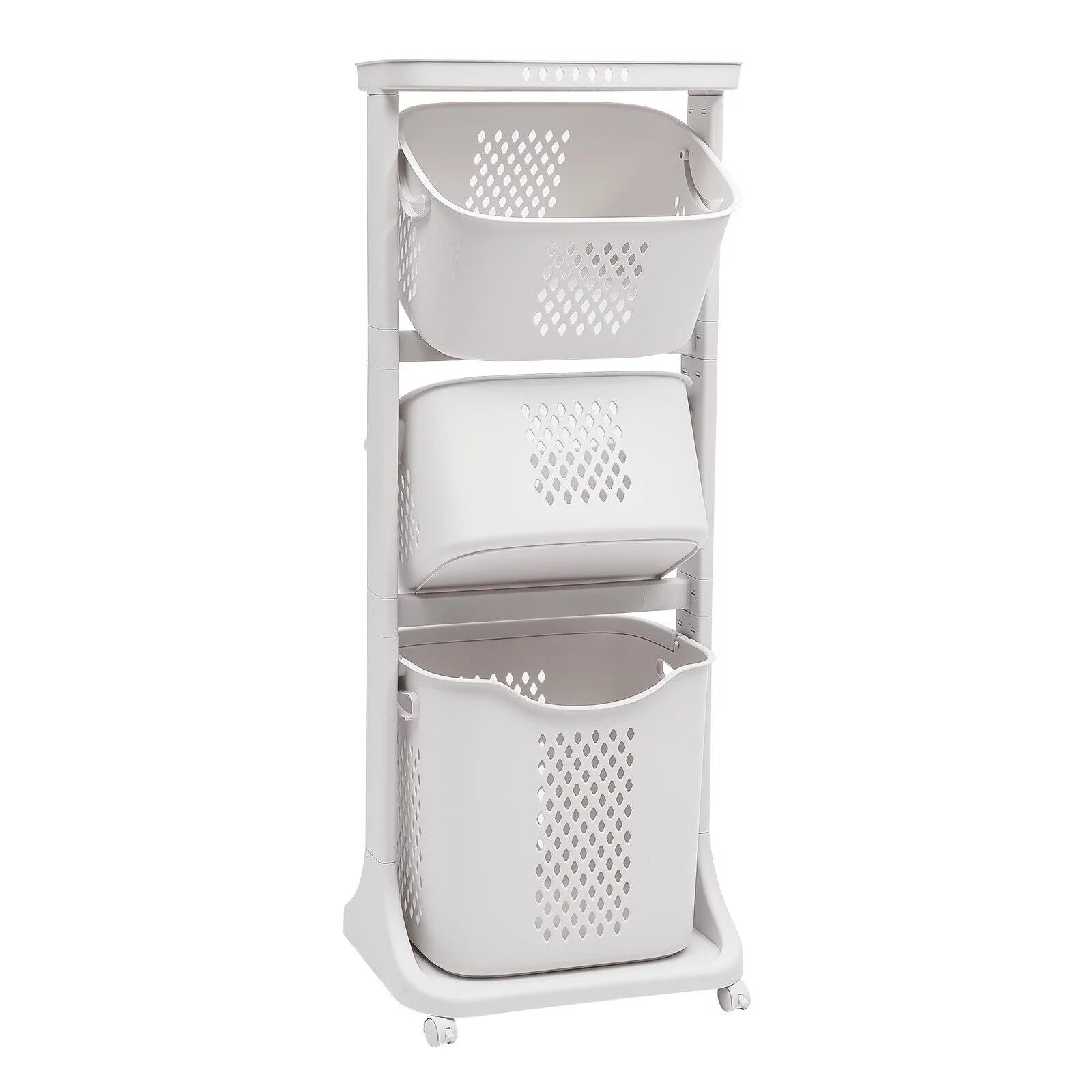 3-Tier Laundry Hamper Sorter Rolling Cart L5464