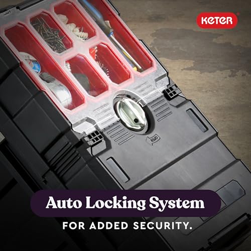 Black Resin Rolling Tool Box with Locking System and Removable Bins N8400
