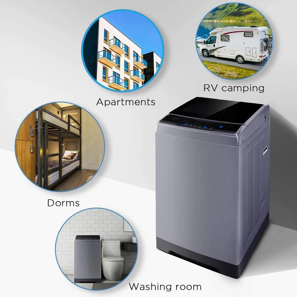 1.6 Cu.ft Portable Washing Machine, 11lbs Capacity Fully Automatic Compact Washer with Wheels, Magnetic Gray M1716