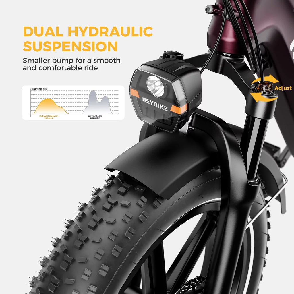 Electric Bike with 48V 14.4AH Removable Battery, 20" x 4.0 Fat Tire M146