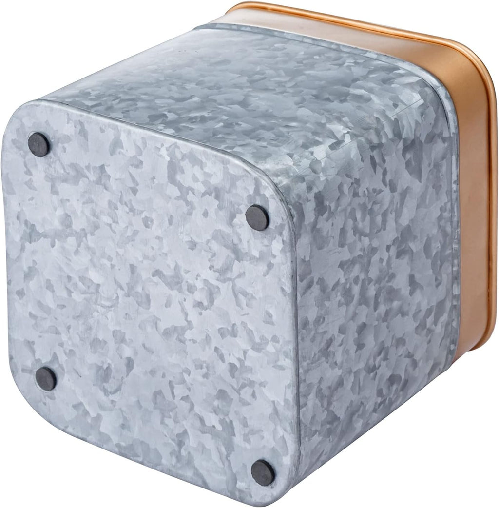 7 Inch Galvanized Metal Square Planter Pot with Rim B34845