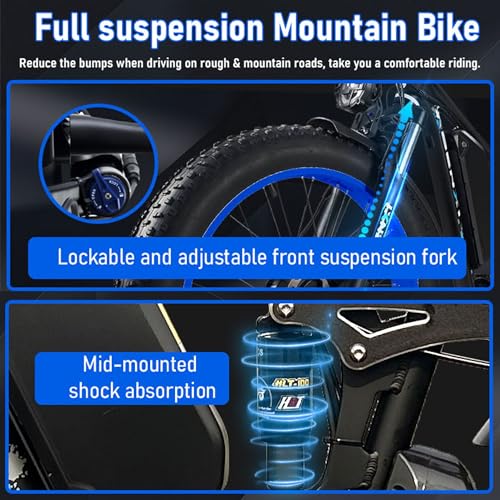 Dual-Motor Electric-Bike, 52V 30AH, 26 Inch Fat Tire Full Suspension Ebike U80199